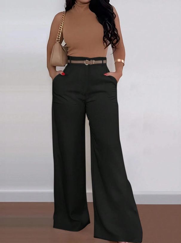 Elegant High Waist Straight Leg Trousers For Women Versatile Wide Leg Formal Bottoms England Style Fashion Spring/Autumn Summer_ecoleips.com