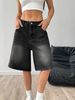 Women's Denim Shorts – Relaxed Fit Mid-Rise Washed Blue/Black Bermuda Shorts (XS-2XL) – Casual Comfort For Summer & Travel_ecoleips.com