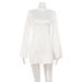 New Fashion Women's Long Sleeve Split Elegant Half High Collar Waist Slimming Dress_ecoleips.com
