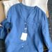 Oh My Gosh! Top Quality~ Tencel Linen Blue Five-sleeve Shirt Women, Lightweight And Simple Ramie Top For Summer_ecoleips.com