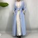 Middle Eastern Fashion Muslim Slim Fit Long Sleeve Cardigan With Lace Trim And Gorgeous Flowing Skirt (with Headscarf) 1484_ecoleips.com