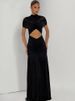 JULISSA MO Patchwork Sexy Hollow Out Sheer Mesh Women Maxi Dress Turtleneck Ruched Dress Spring Slim Elegant Party Evening Dress_ecoleips.com