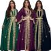 Women's Fashion Dress With Belt And Headscarf, Velvet Two-piece Robe, New Muslin Style_ecoleips.com