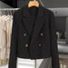 Women's Casual Blazer Jacket Short Slim Fit Autumn Office Workwear Stylish Double-Breasted Suit Coat_ecoleips.com