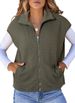 Women's Zip-Up Waffle Knit Sleeveless Oversized Vest With Pockets - Lightweight Layering Piece For Casual & Work Outfits (S-3XL, Multiple Colors)_ecoleips.com