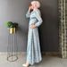 New Women's Fashion Design Striped Waist Long Dress French Splicing Long Dress_ecoleips.com