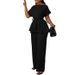 Summer Women's Fashion Casual Suit European American Style Solid Color Tie up Top Wide Leg Pants Set_ecoleips.com