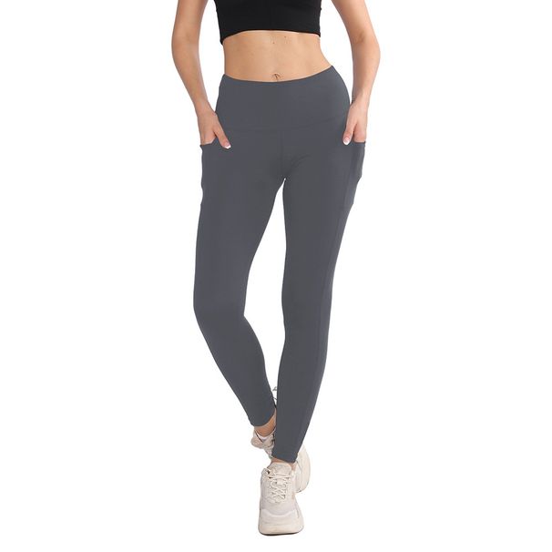 Women's Clothing Double Sided Pocket High Waist Yoga Pants High Elastic Milk Silk Spring And Autumn Nine Point Nude Yoga Leggings_ecoleips.com