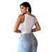 Hibiscus Flower Print Asymmetrical Neckline Short Top for Women Sexy European American Style Hot Girl Waist Design Vest Top_ecoleips.com