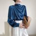 Elegant Satin Blouse – Vintage-Inspired Mandarin Collar Top For Women | Stretch Polyester Office Wear & Casual Chic Outfits_ecoleips.com