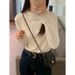 White Minimalist Stylish Mid-High Neck Double-Sided Velvet Comfortable Long-Sleeve Base Shirt For Autumn And Winter Wome_ecoleips.com
