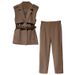 Women's Clothing women's temperament suits women's new professional formal wear sleeveless suit collar jacket two piece suit_ecoleips.com
