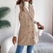 Women's Long Double-Breasted Corduroy Vest Coat With Pockets – Classic Fall/Winter Streetwear In Khaki, Burgundy & Brown_ecoleips.com