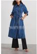Women's Long Denim Trench Coat With Belt - Classic Blue & Black Casual Streetwear Jacket For Spring & Summer_ecoleips.com