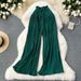 Summer Wear High Waist Straps Versatile Casual Pants For Women Size Slimming Pleated Pants_ecoleips.com