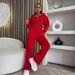 Casual Cotton Suit, Long-sleeved Zipper Cardigan, Waist-closed Hooded Sweater, Lace-up Wide-leg Pants, Two-piece Set_ecoleips.com