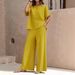Women's Casual Two-Piece Set - Stylish & Comfortable Trousers Outfit For Work & Leisure Breathable Polyester Fabric_ecoleips.com
