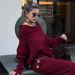 Women's Clothing One Shoulder Slim Loose Solid Color Knitted Sweater Two piece Set Long Sleeve_ecoleips.com