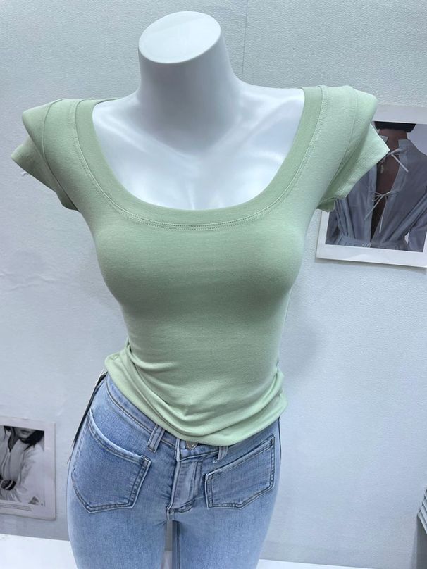 CHAO Women's Slim Fit round Neck Short Sleeve T-Shirt Comfortable Cotton Base Layer Top for Spring/Summer Stylish Flattering_ecoleips.com