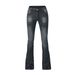 Women's Clothing Tight Elastic Tassel Flared Pants Trousers Solid Color Jeans_ecoleips.com