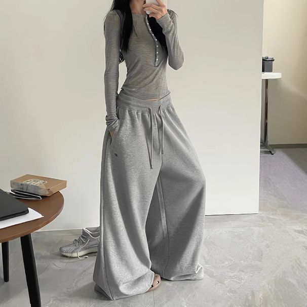 Women's Clothing Casual Pants Loose Sweatpants Wide Leg Pants Drape Mopping Loose Large Size Long Pants_ecoleips.com
