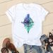 European And American Cross-border Foreign Trade Women's Geometric Heart Print Round-neck Short-sleeve T-shirt Top_ecoleips.com