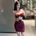 18YX00012025Halter Two-Piece Set With Metal Ring Sexy Backless Tube Top And Ultra Short Skirt For Women_ecoleips.com