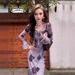 Women's French Chic Purple Knit Long Sleeve Midi Dress – Fall Winter Elegant Gown_ecoleips.com