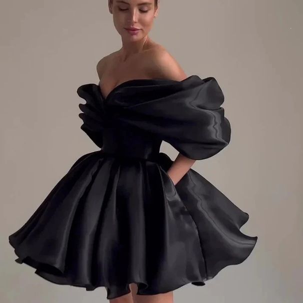 Off-Shoulder Mini Dress Style Elegant Birthday Party Wear Short Women's Clothing_ecoleips.com