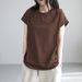 A Retro-Style Oversized Top With A Round Collar And Short Sleeves, In A Solid Color; Perfect For Layering As A Versatile_ecoleips.com