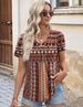 LOMON Womens Summer Tops Short Sleeve V Neck Pleated T-Shirts Loose Fit Dressy Casual Blouses S-XXL_ecoleips.com