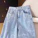 Bow-Knot Print High-Waisted Jeans – Korean Style Straight Leg Trousers For Pear Shape & Wide Hips (XS-2XL)_ecoleips.com