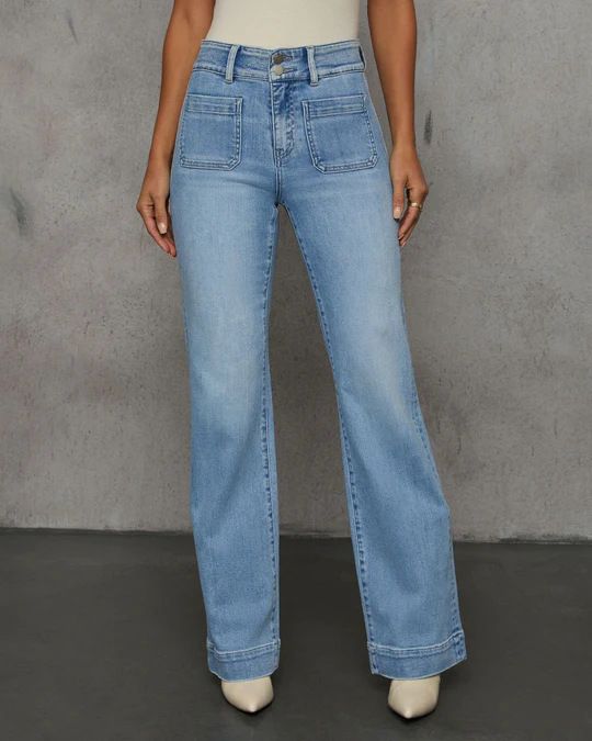Women's Wide Leg Slim Straight Jeans – High Waist Comfort Stretch Denim Pants For Casual & Office Wear_ecoleips.com