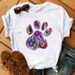 European And American Cross-border Foreign Trade Wholesale Clothing Animal Paw Print Round Neck Plus Size Short-sleeve_ecoleips.com