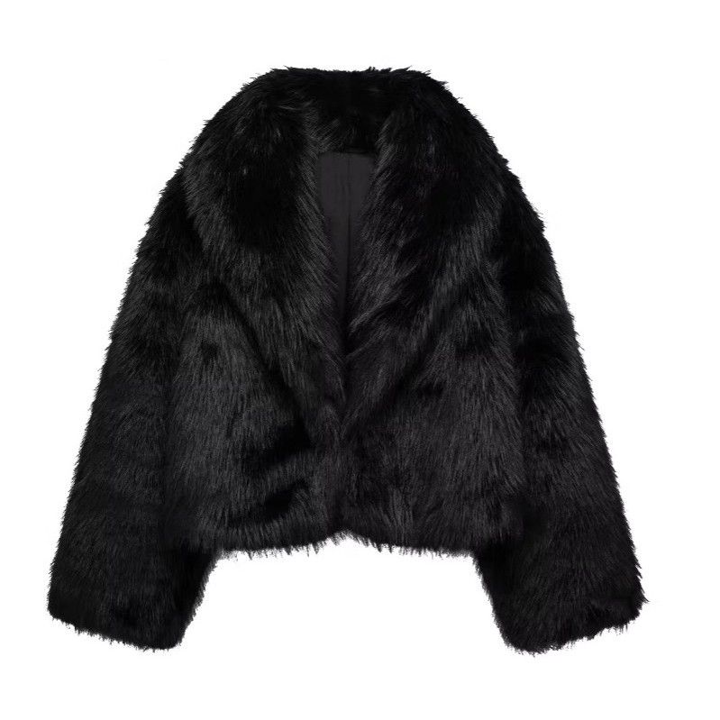 Fur Jacket Women's Fashion Elegant Fox Fur Coat Short Cropped Casual Streetwear With Pockets (Multiple Colors)_ecoleips.com