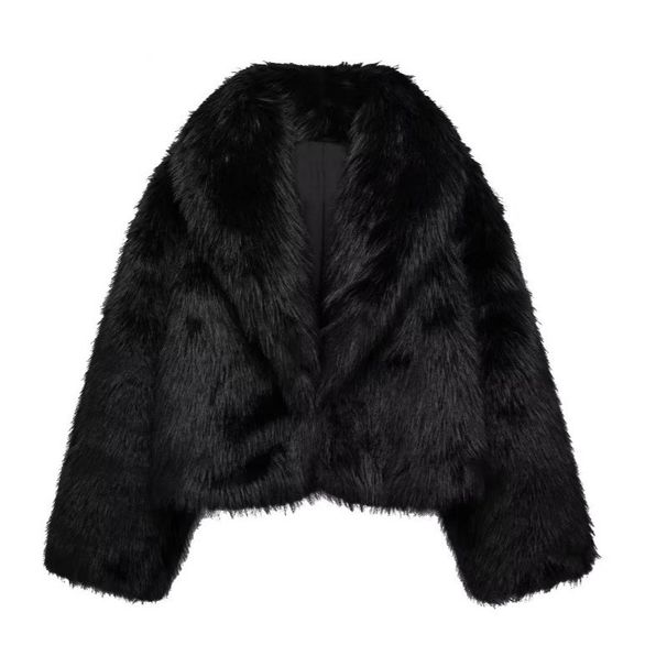 Fur Jacket Women's Fashion Elegant Fox Fur Coat Short Cropped Casual Streetwear With Pockets (Multiple Colors)_ecoleips.com