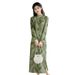 2025 Autumn/Winter New Chinese Style Stand Collar Beaded Mesh Jacquard Fleece-Lined Cheongsam Dress LX2649_ecoleips.com