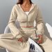 Women's Autumn/Winter Two-Piece Set Zipper Cardigan Hooded Sweatshirt & Wide Leg Pants European American Style Casual Comfortable_ecoleips.com