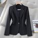 Elegant Petite Women's Blazer Slim Fit Short Jacket Notched Lapel Stretch Polyester Office Casual Wear_ecoleips.com