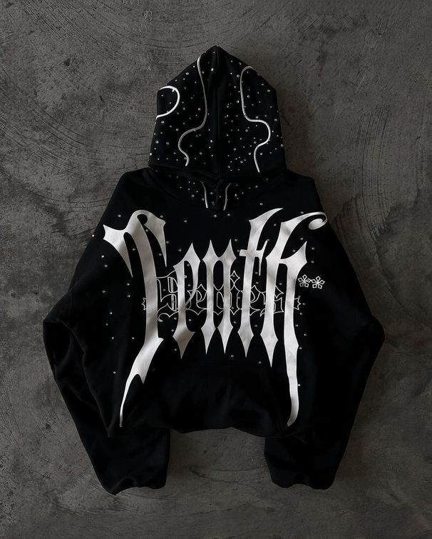 Unisex Dark Letter Print Hoodie European American Gothic Style Personality Street Harajuku Trend Loose Sweater_ecoleips.com