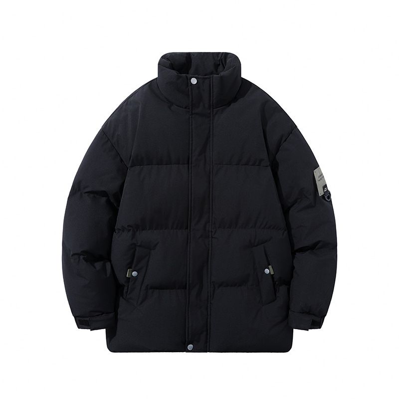 Women's Clothing Stand Up Collar Winter Padded Jacket With Stand Collar, Oversized Fit, Warm Quilted Coat, Casual Streetwear (Black, Beige)_ecoleips.com
