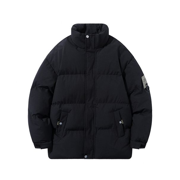 Women's Clothing Stand Up Collar Winter Padded Jacket With Stand Collar, Oversized Fit, Warm Quilted Coat, Casual Streetwear (Black, Beige)_ecoleips.com
