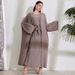 2025 Women's Muslim Clothing Fashion Elegant Cardigan Dress Belted Robe_ecoleips.com