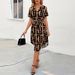 Women's Clothing Short Sleeved Plaid Dress Summer Vacation Small Swing Belt V Neck A Line Mid Length Skirt_ecoleips.com