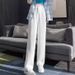 Women's Clothing White Wide Leg Pants Women's Summer Thin New High Waist Season Drape Casual Small Straight Suit Pants_ecoleips.com
