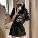 Women's Korean Style Sports Suit for Summer Loose Slim Fit Fashionable Short Sleeved Two Piece Casual Suit for Running_ecoleips.com