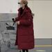 Women's Extra-Long Winter Coat With Polyester Filling, Knee-Length Oversized Hooded Parka, Unisex Loose Fit, Korean Streetwear Style_ecoleips.com