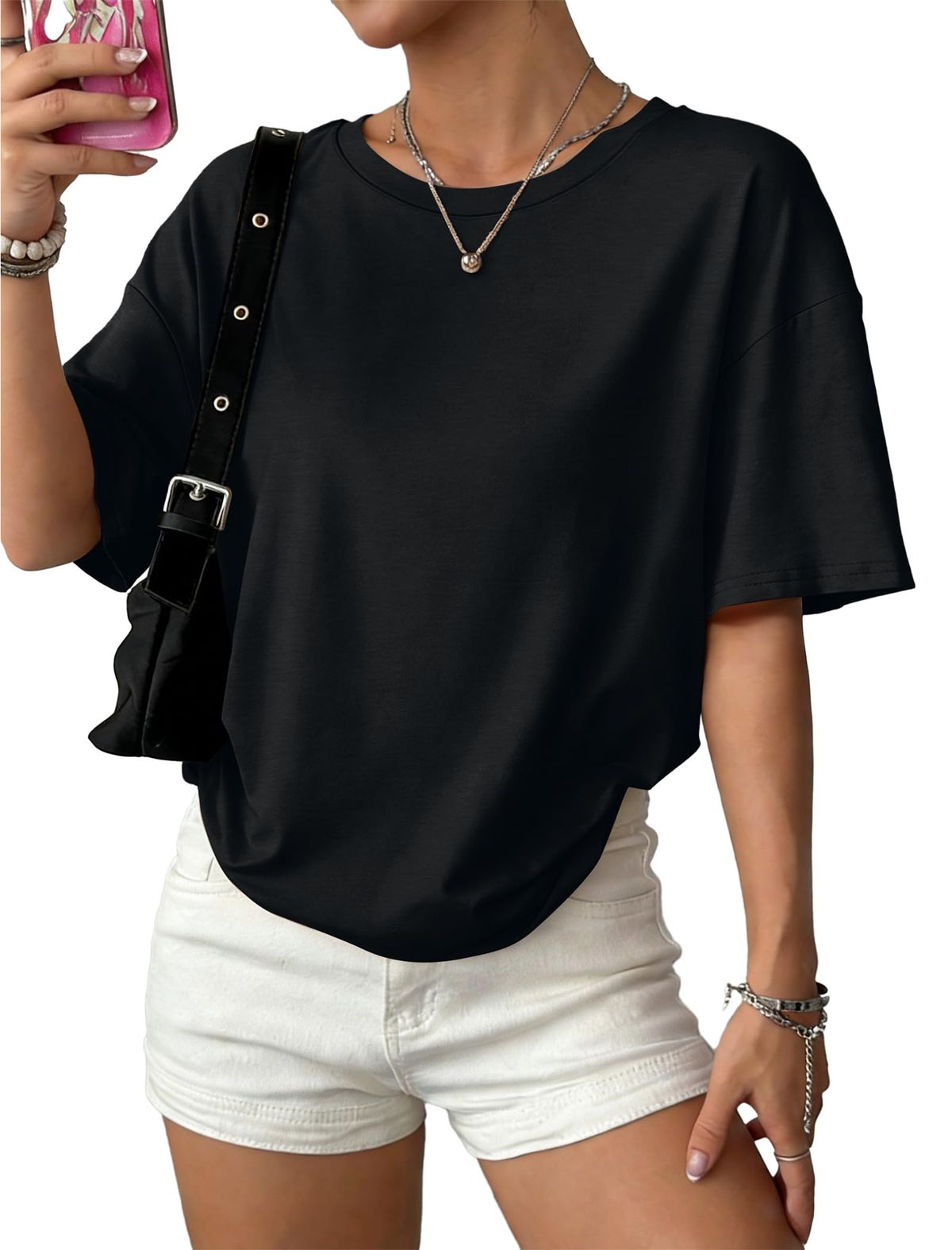 WIHOLL Oversized Tshirts For Women Summer Crew Neck Short Sleeve Graphic Tees Casual Loose Fit Workout Tops 2026_ecoleips.com