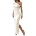 Women's Clothing 2025 Spring And Summer New Sexy Lady Style Dress Oblique Collar Off Shoulder Temperament Long Skirt_ecoleips.com