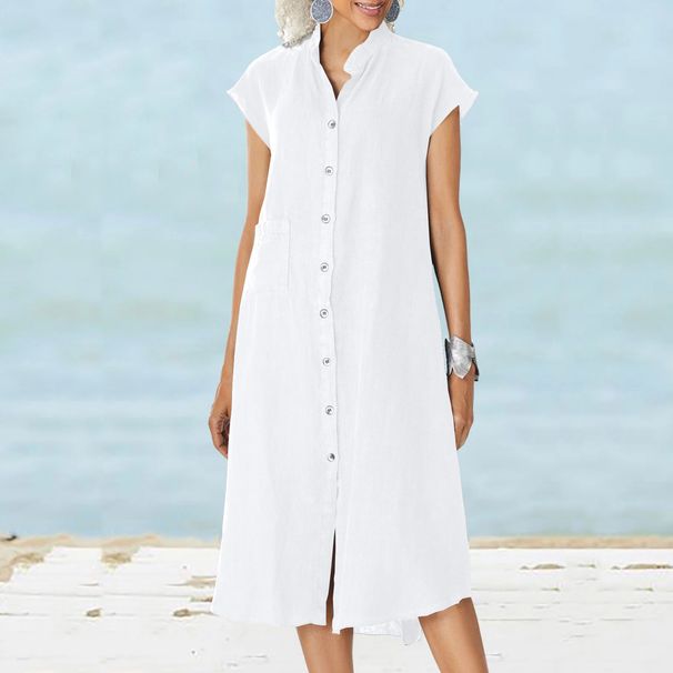 2026 New European And American Independent Store Cardigan Stand Collar Single-Breasted Cotton-Linen Pocket Plus_ecoleips.com